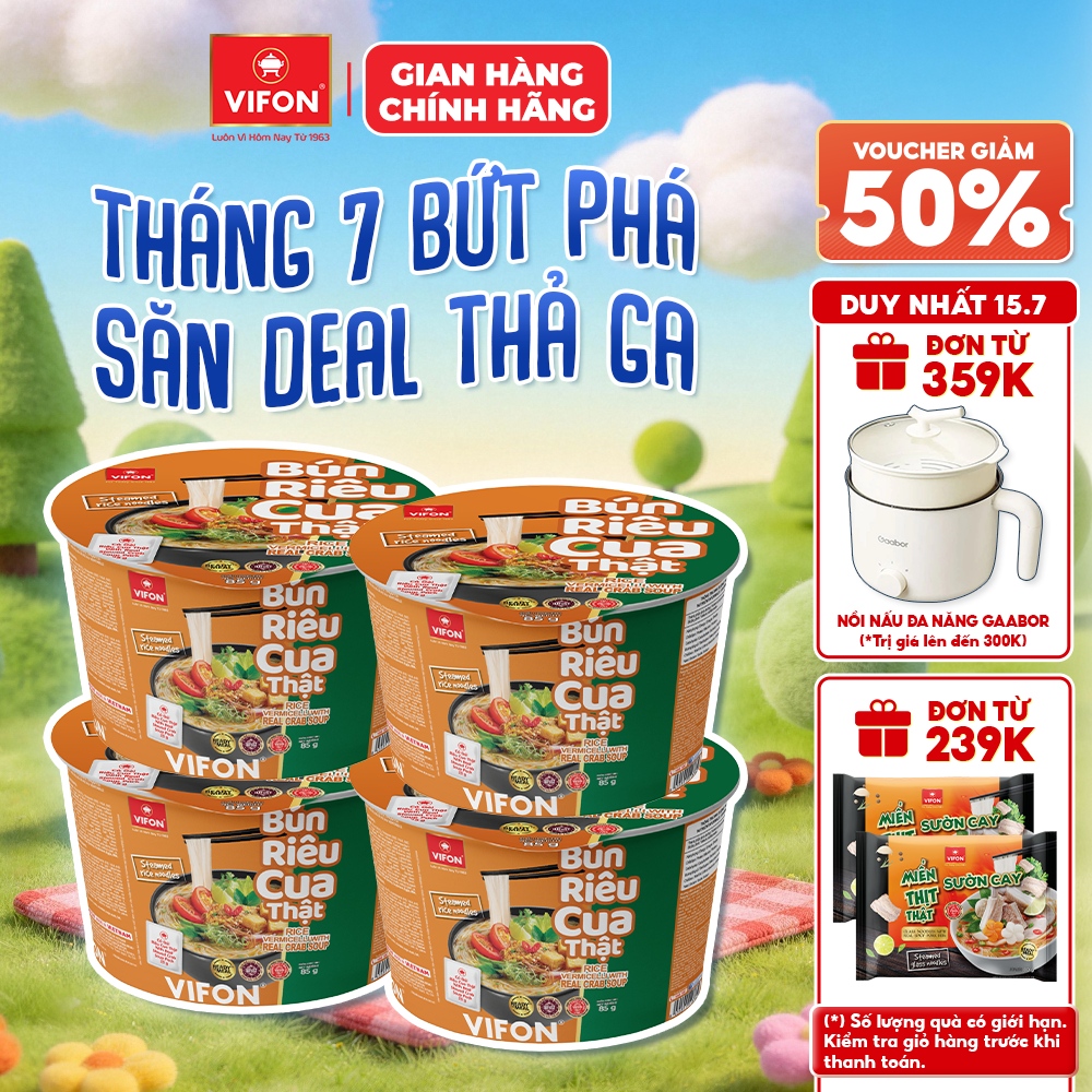 [VOUCHER HOT 10%] Set 4 Tô Bún Riêu Cua VIFON 85gr – Bún Riêu Ăn Liền Riêu Cua Thật Đậm Đà, Tiện Dụn