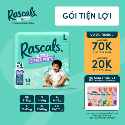 Tã/Bỉm cao cấp Rascals gói nhỏ tiện lợi Convenience size NB/S/M/L/XL/XXL