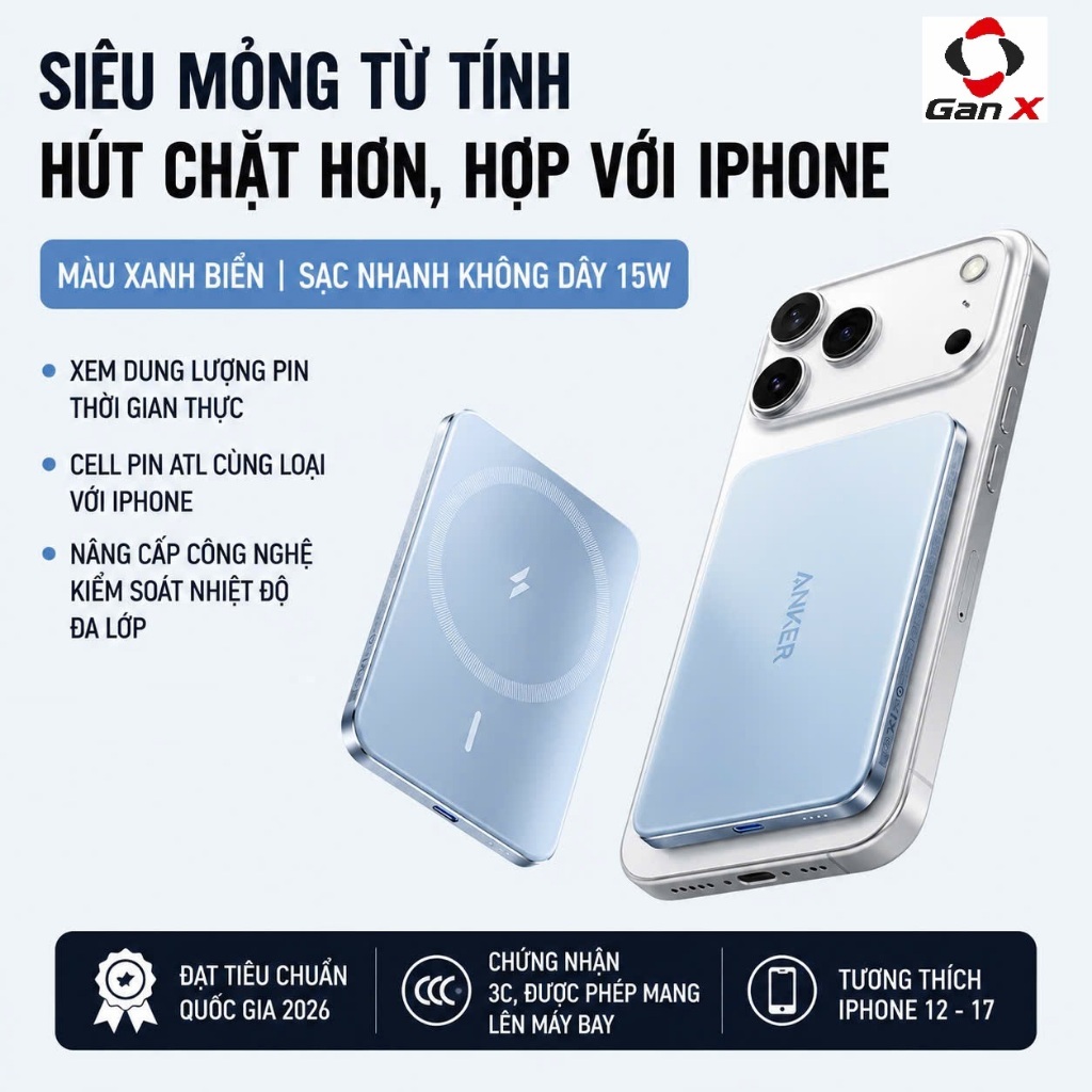 Anker Nano 5000mAh A1115 -10000mAh A1113 ( App kết nối qua Cáp USB-C )