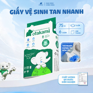 Giấy Vệ Sinh Không Lõi Cứng OTAKAMI One Touch 6 Cuộn 2 Lớp 75M – Giấy Vệ Sinh Cao Cấp Cuộn To