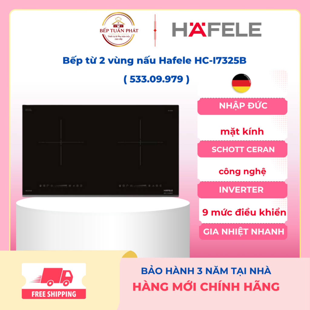 Xuất xứ Đức - Bếp từ 2 vùng nấu Hafele HC-I7325B 533.09.979