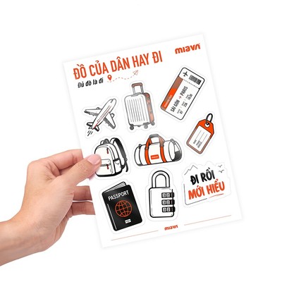 Bộ Dán Decal Phụ Kiện MIAvn Travel Sticker S Đa Màu - Hình Ảnh Sắc Nét, Bề Mặt Chống Nước, Hạn Chế Bong Tróc