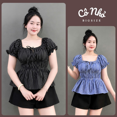 Set Bộ Bigsize Nữ Áo Babydoll Chiết Eo Vạt Xòe Phối Quần Đùi Lưng Chun A282/A364+Q500