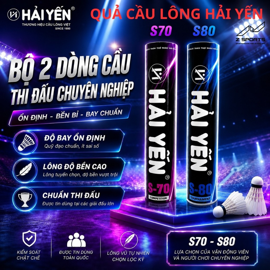 Quả cầu lông Hải Yến S70, Hải Yến S80, HYTEC S90 chất lượng, trái cầu lông thi đấu chuyên nghiệp