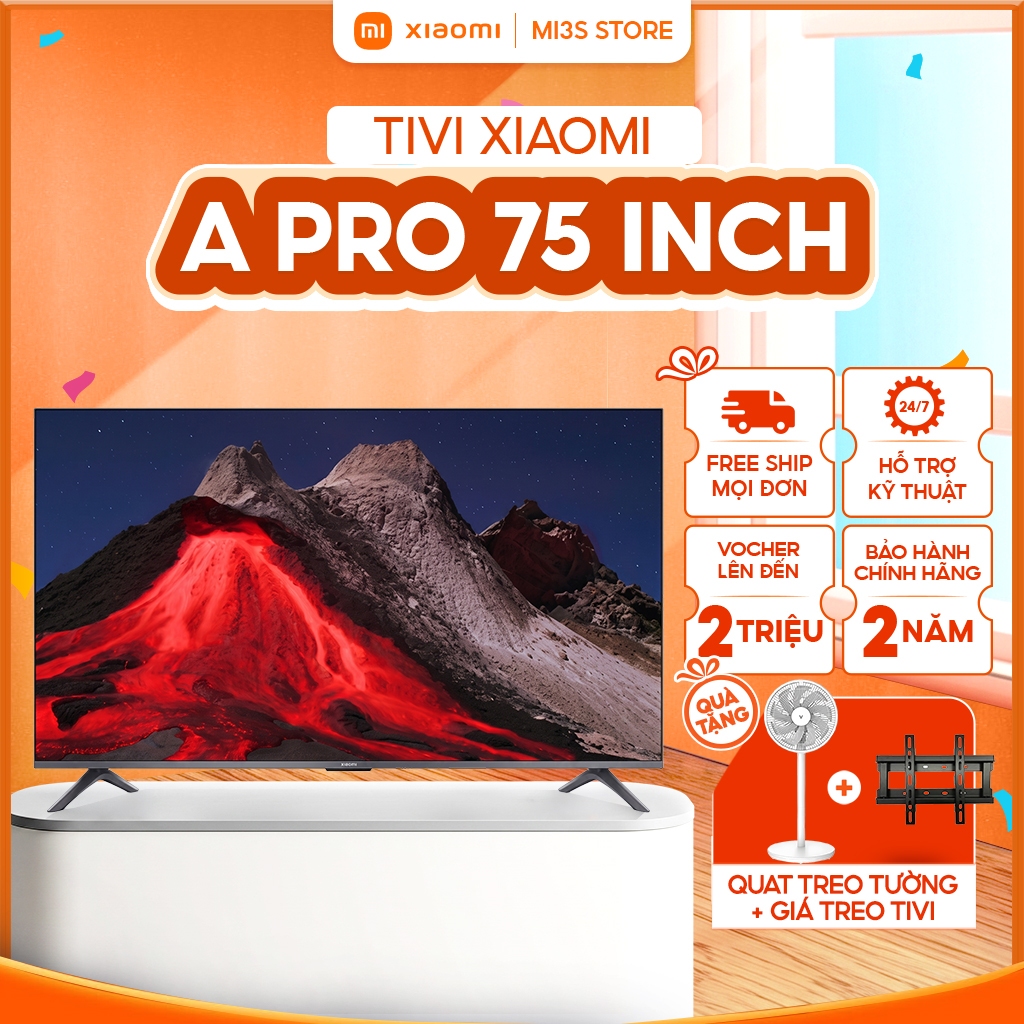 Tivi Xiaomi A Pro 75 Inch 2026 Bản Quốc Tế | QLED 4K, HDR10, Dolby Audio, Viền Mỏng, 2GB/8GB