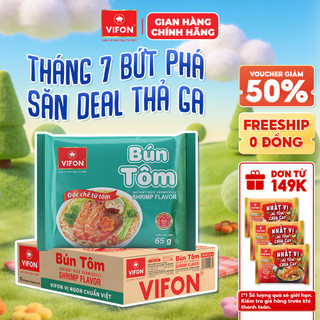 Thùng 30 gói bún tôm vifon 65g vị tôm đậm đà sợi bún gạo tinh khiết