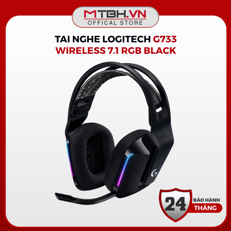 Tai Nghe Logitech G733 LIGHTSPEED Wireless 7.1 RGB Black, Driver PRO-G 40mm, DTS Headphone:X 2.0, LI