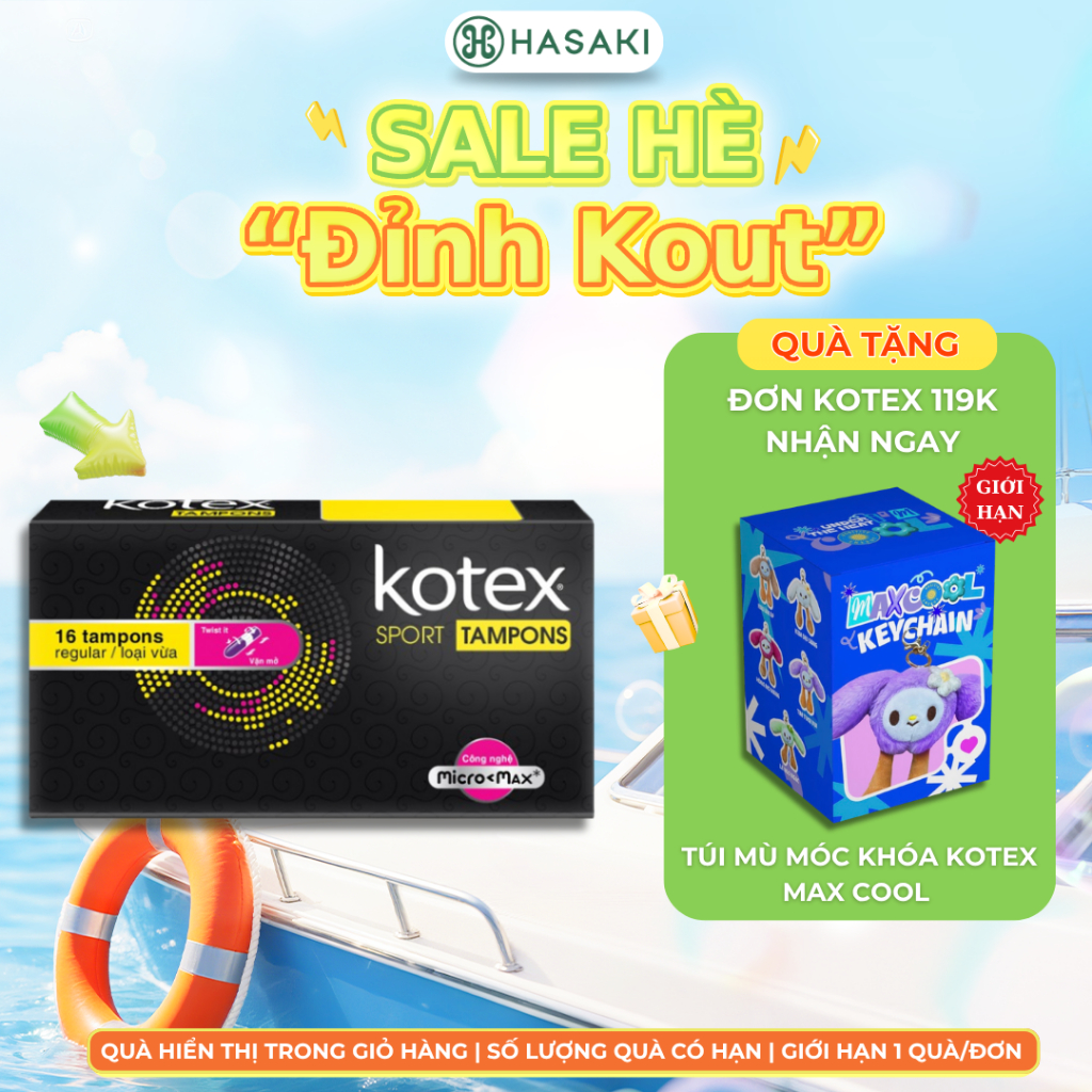 Băng Vệ Sinh Kotex Sport Tampon Loại Vừa 16 Miếng Tampon Regular Hasaki Sản phẩm chính hãng