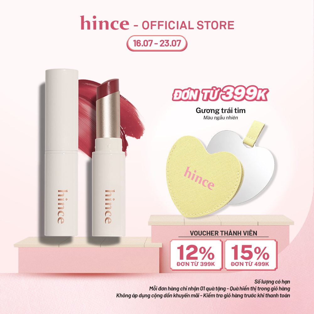 Son dưỡng có màu mỏng nhẹ thuần chay hince Mood Enhancer Lip Glow 5.5G