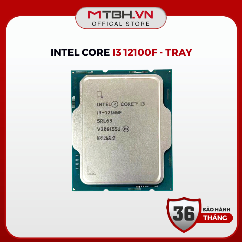 CPU Intel Core i3-12100F TRAY Gen 12, 4 Nhân 8 Luồng, Turbo 4.3GHz, Socket LGA 1700, Alder Lake