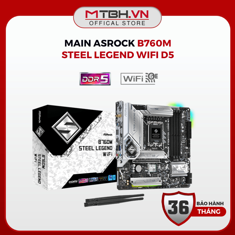 Mainboard ASRock B760M Steel Legend WiFi DDR5, Intel B760, Socket LGA 1700, DDR5, Wi-Fi 6E, Bluetoot