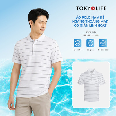 Áo Polo Nam kẻ ngang TOKYOLIFE thoáng mát, co giãn linh hoạt 40001858 TDH