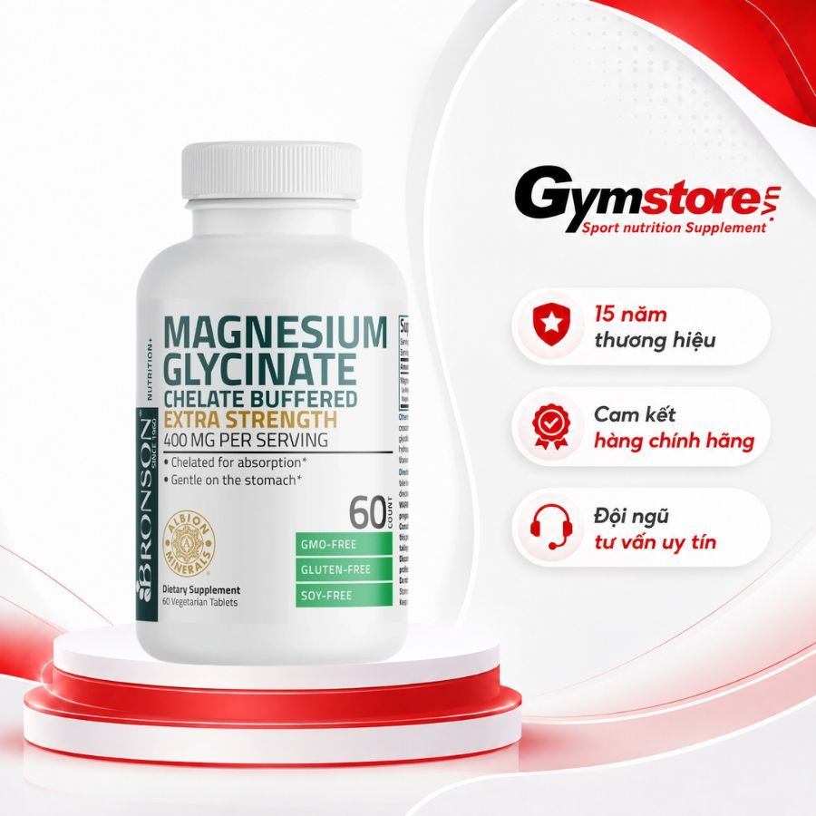 Viên uống Bronson Magnesium Glycinate 400mg Extra Strength, hỗ trợ giấc ngủ, tăng cường trí nhớ