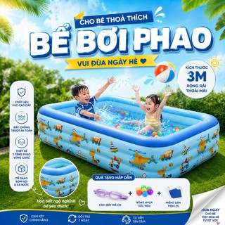 [Tặng Quà] Bể Bơi 3M, Phao Bơi Cho Bé, Hồ Bơi 2 Tầng, 3 Tầng Đáy Đôi Đủ Các Kích Cỡ