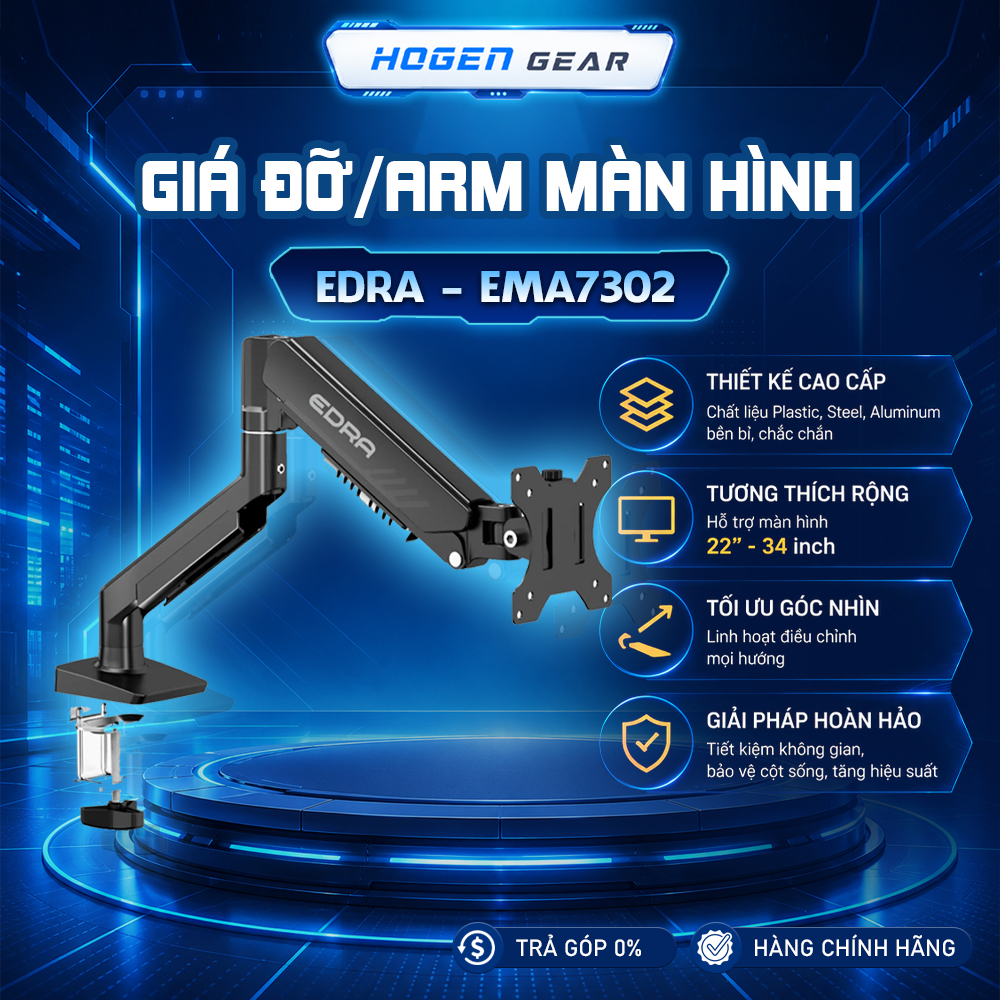 ARM/Giá đỡ màn hình EDRA - EMA7302 | Tải 10kg | Màn 22-34inh | Chính Hãng E DRA