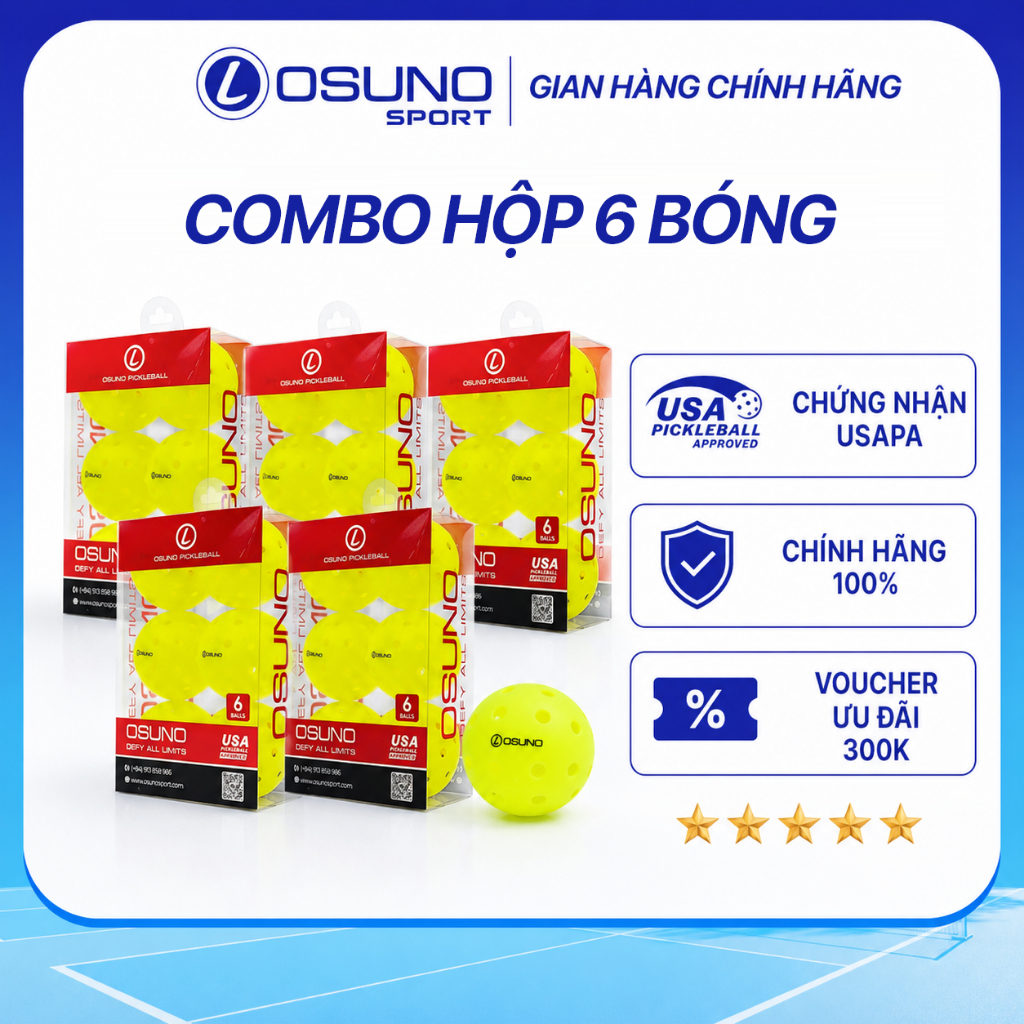 Bóng Pickleball OSUNO - 40 lỗ (hộp 6 quả) _ Chuẩn thi đấu