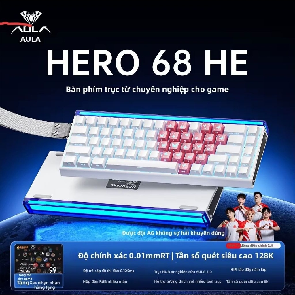 Bàn Phím Cơ Từ Tính Hero 68 HE, Switch Magnetic, Rapid Trigger 0.01mm, Chuyên Game FPS, RGB