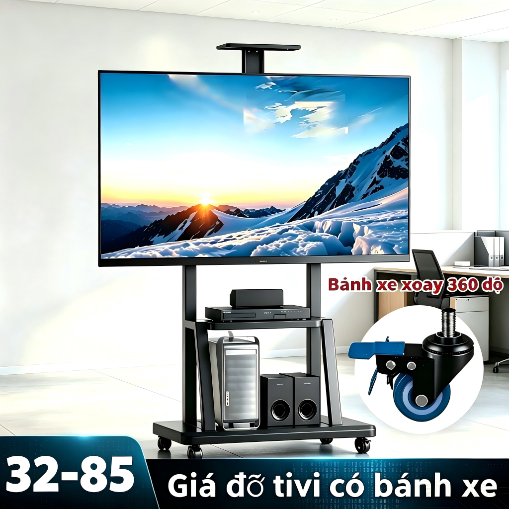 55 inch Giá Treo Tivi Di Động Dễ Lắp Ráp Kệ Treo Tivi Có Bánh Xe Im Lặng Phù Hợp Cho Gia Đình Và Phò