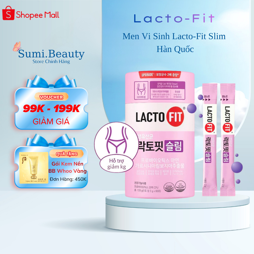 Men Vi Sinh Lacto Fit Slim Maxclinic Hàn Quốc Hộp 60 Gói, Hộp Màu Hồng