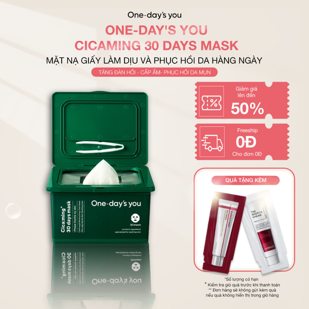 One-day's you - Mặt Nạ Giảm Mụn - Cicaming 30 Days Mask 30 Miếng | Clycos Phân Phối