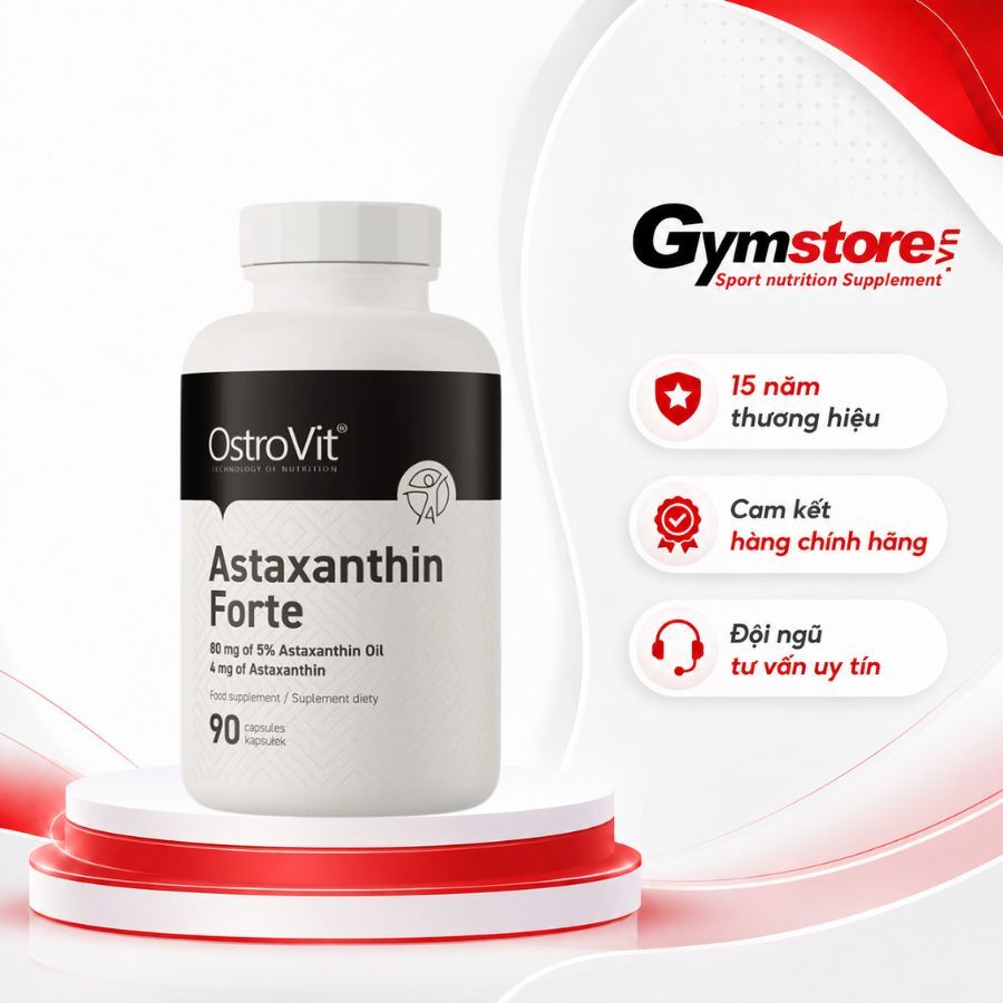 Viên uống OstroVit Astaxanthin Forte (90 Capsules) - Hỗ trợ chống oxy hóa -Made in Poland - Gymstore