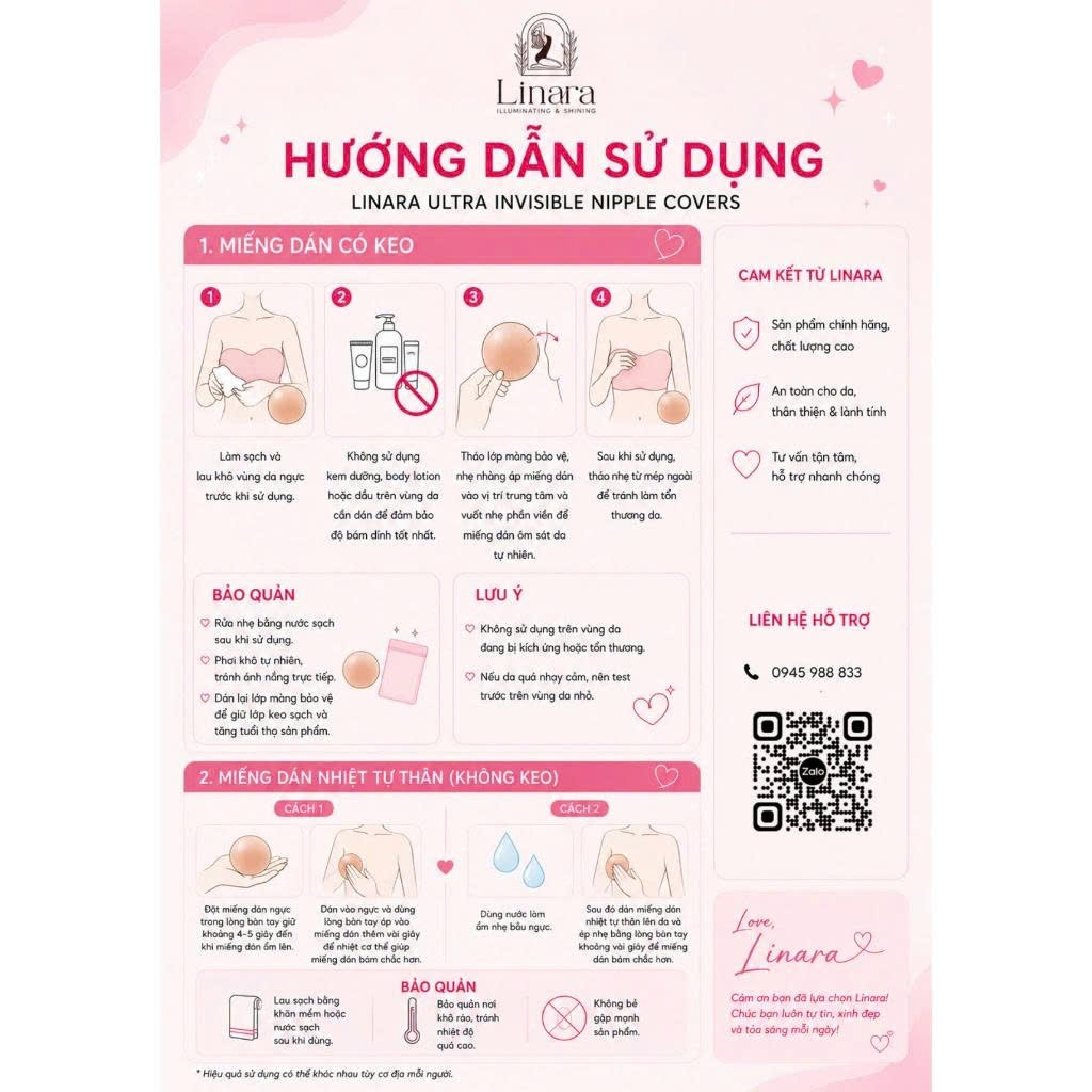 [QT] Giấy HDSD cho sản phẩm miếng dán ngực Linara