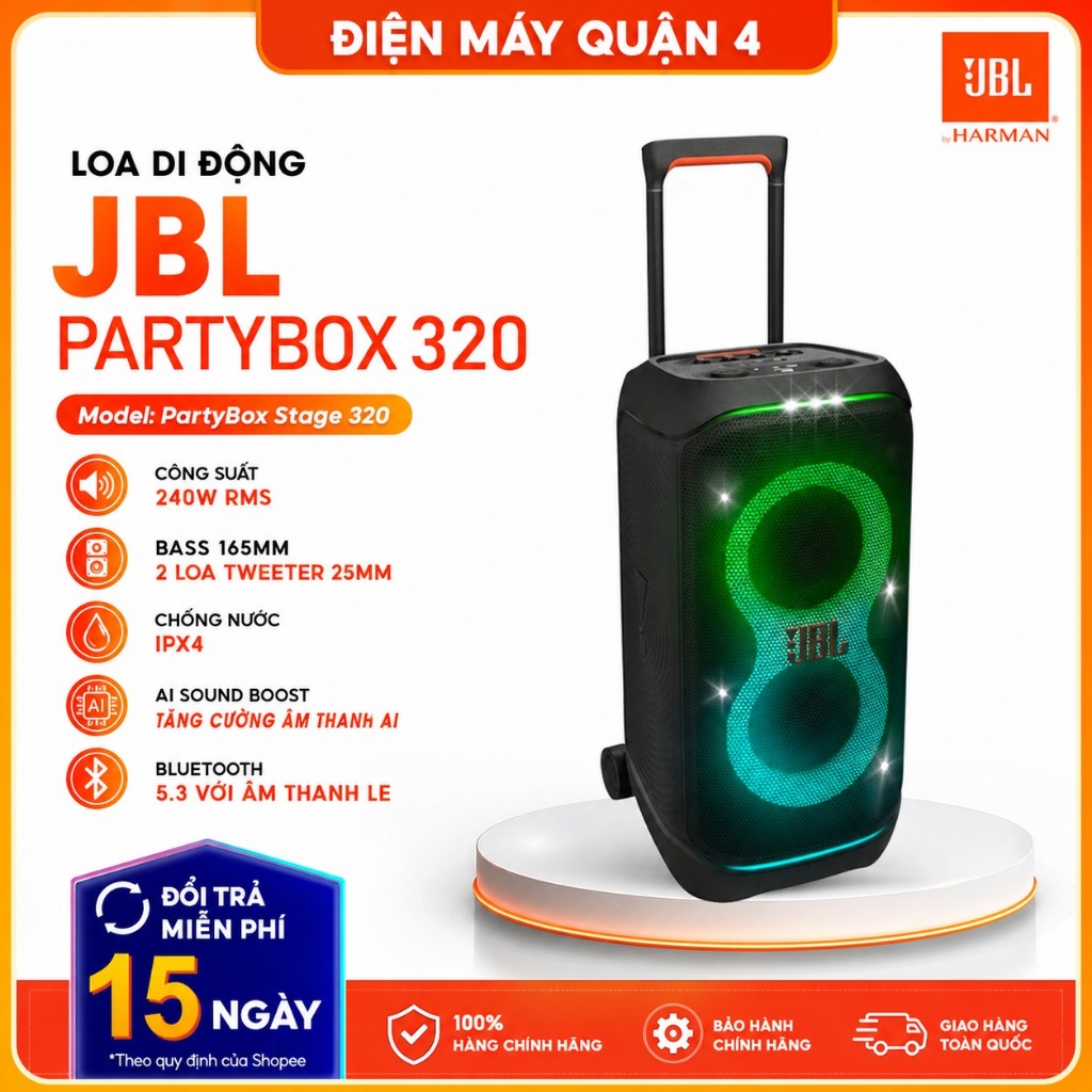 Loa Bluetooth JBL PartyBox 320 240W AI Sound Boost / JBL PartyBox 120
