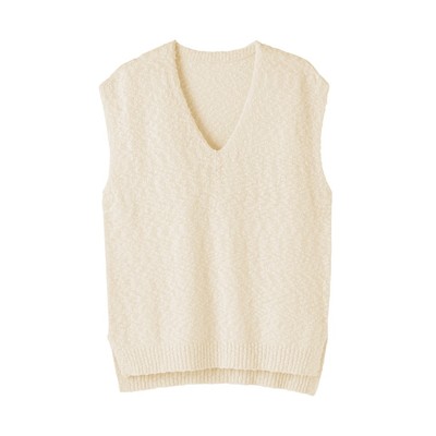 [25AW] MUJI Áo Vest Nữ Sợi Slub Pha Cotton