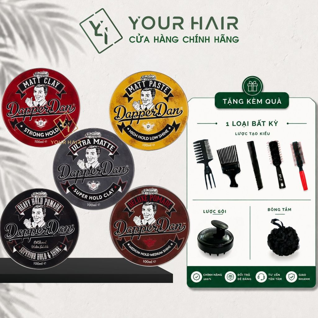 [Full Line] Sáp tạo kiểu Dapper Dan - 100ml | Heavy Hold - Matt Clay - Ultra Matte Clay - Deluxe - M