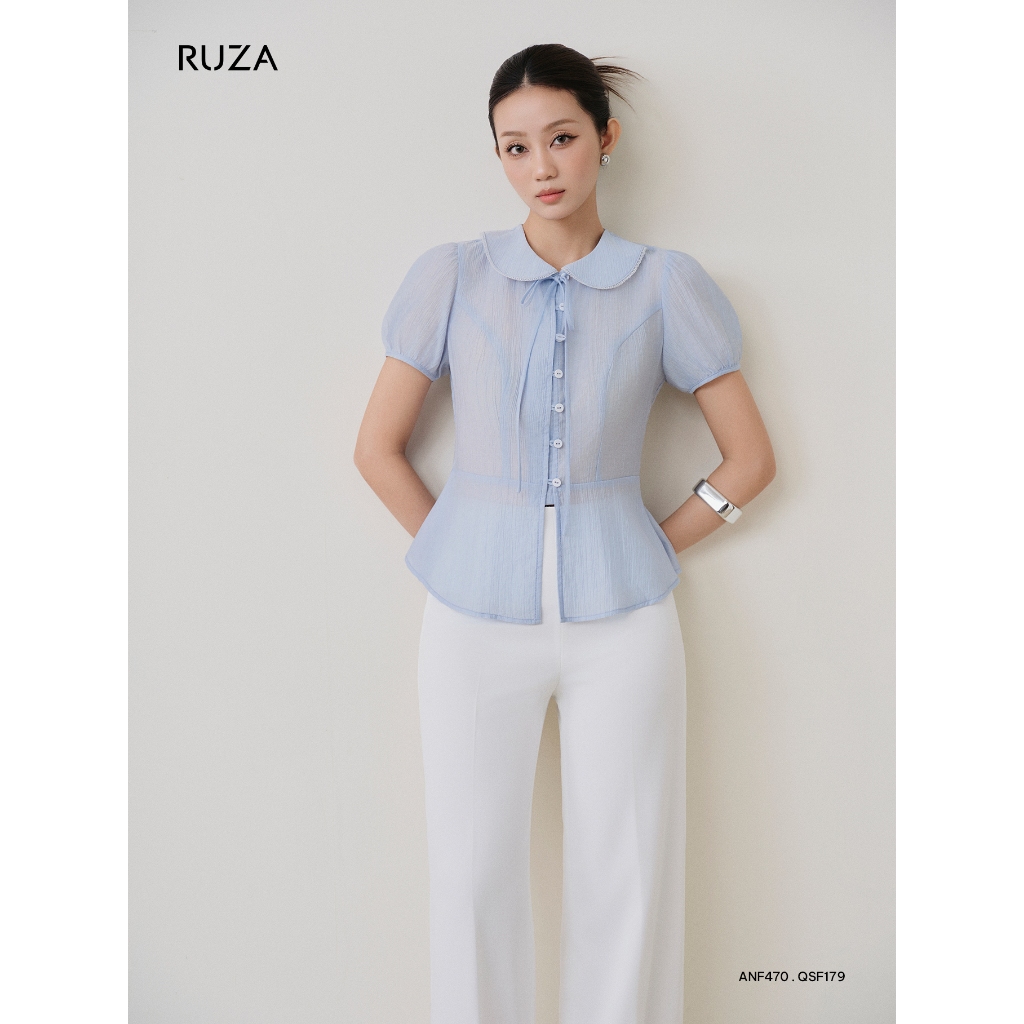 Áo sơ mi nữ tay ngắn RUZA thiết kế sang trọng thời trang công sở thanh lịch ANF470