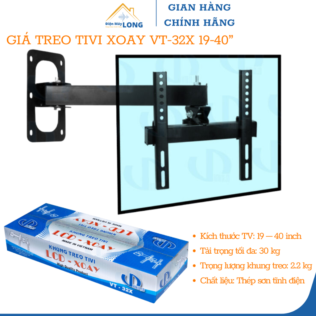 Khung Giá Treo Tivi 32 43 50 55 65 Inch Thả Trần Xoay 180 Độ Cho Smart TV Samsung Sony LG TCL Chính 