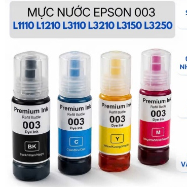 Mực Epson 003 Refill-epson L3110/ L3150/L1110/L4150/L3210/L1250/L3250/L1210/1210 bán trọn bộ 4 màu v