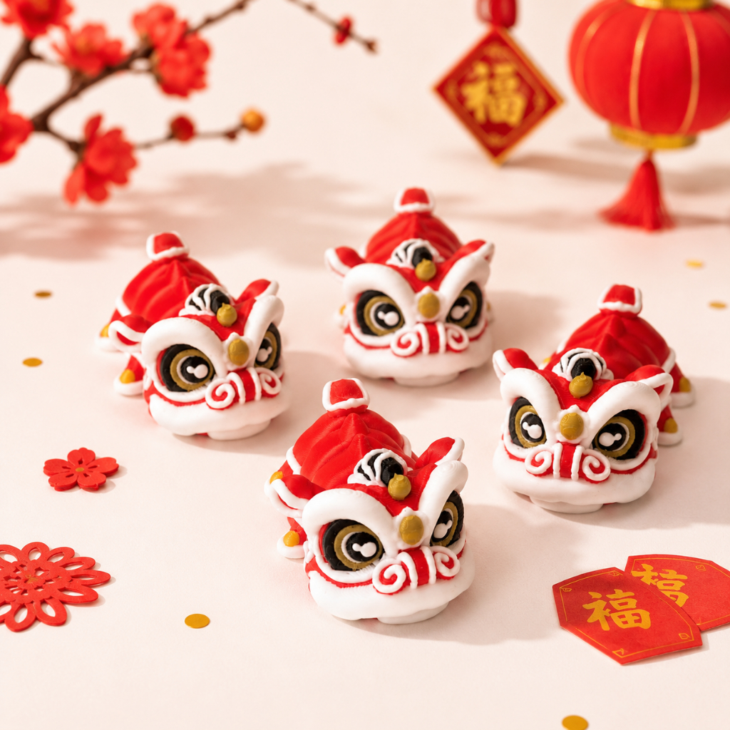 Mô Hình Móc Khóa Lân Sư Rồng Mini In 3D, Quà Tặng Trang Trí May Mắn
