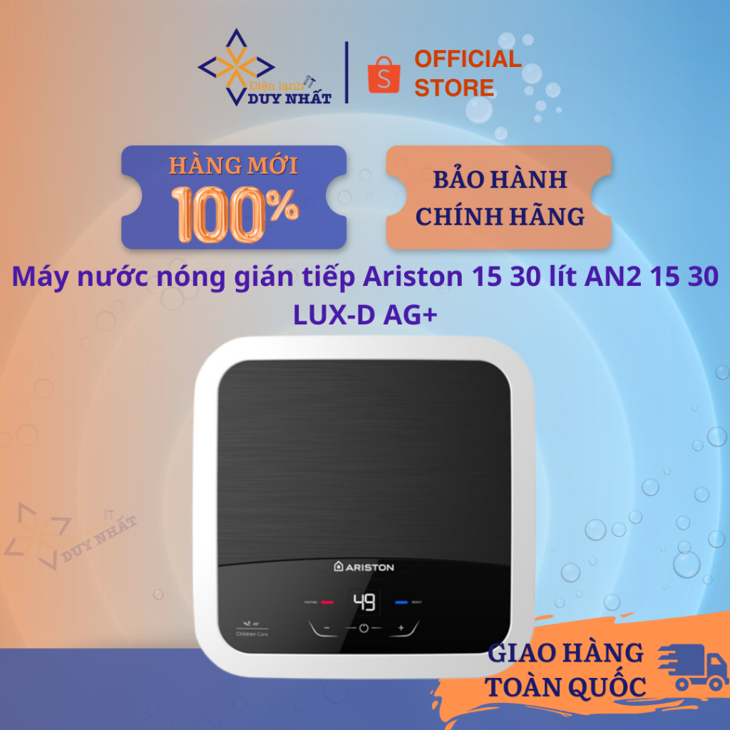 Máy nước nóng gián tiếp Ariston 15 lít AN2 15 LUX-D AG+ Chính Hãng
