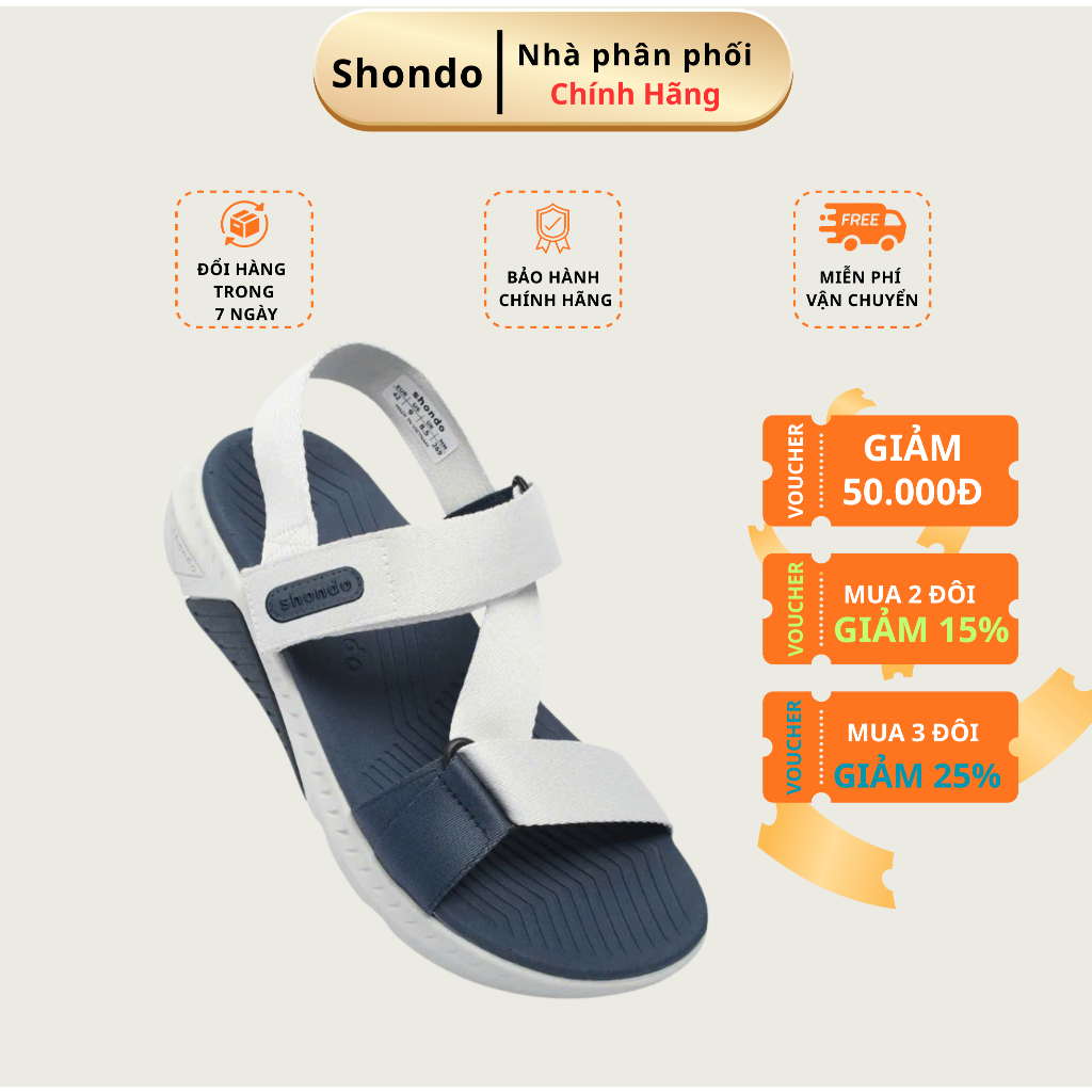 Giày Sandal Nam Nữ Shondo F7R Đế Cao 5cm Nhẹ Đi Học Đi Chơi