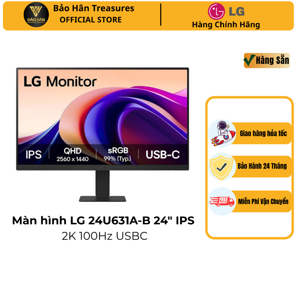 Màn Hình LG 24U631A-B.ATVQ 24 inch QHD IPS 100Hz USB-C - Hàng Chính Hãng