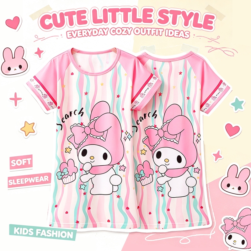 Flash Sale Baby Clothes Girls' Short Sleeve Round-Neck Melody Pyjamas Child Adorable Nightwear for 8