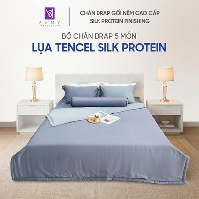Bộ Chăn Ga Gối Lụa Tencel Silk Protein Cao Cấp SAMY BEDDING Trơn Đa Dạng Màu Sắc