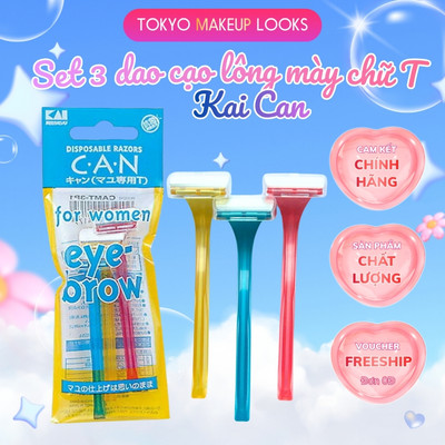 Set 3 Dao Cạo Lông Mày Cán Ngắn Kai 00-417 (CAMT-3P4) có nắp nhựa bảo vệ