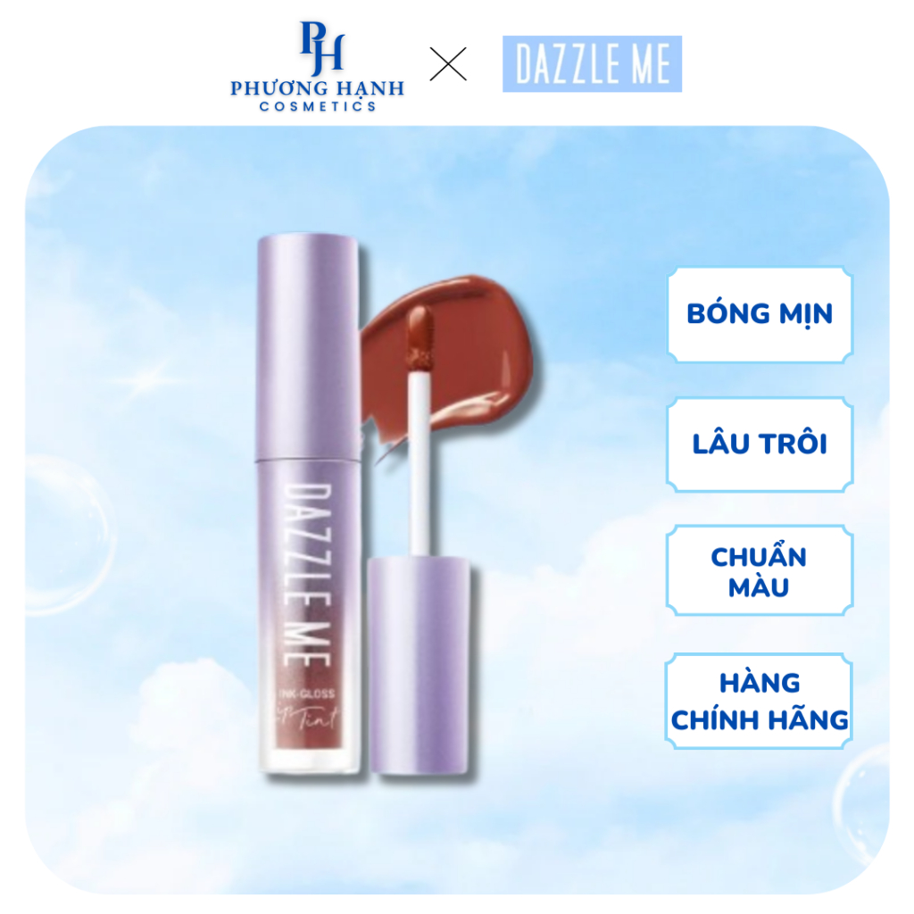 Son Tint Bóng DAZZLE ME Ink-Gloss Lip Tint Căng Bóng, Son Tint Dưỡng Ẩm Bền Màu Mọng Nước, Mỏng Nhẹ 