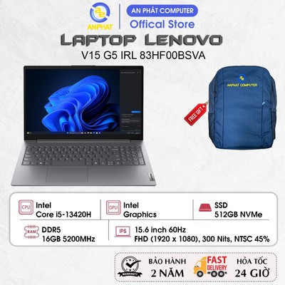 Laptop Lenovo V15 G5 IRL 83HF00BSVA, Core i5-13420H, 16GB RAM, 512GB SSD,15.6 FHD IPS, No OS