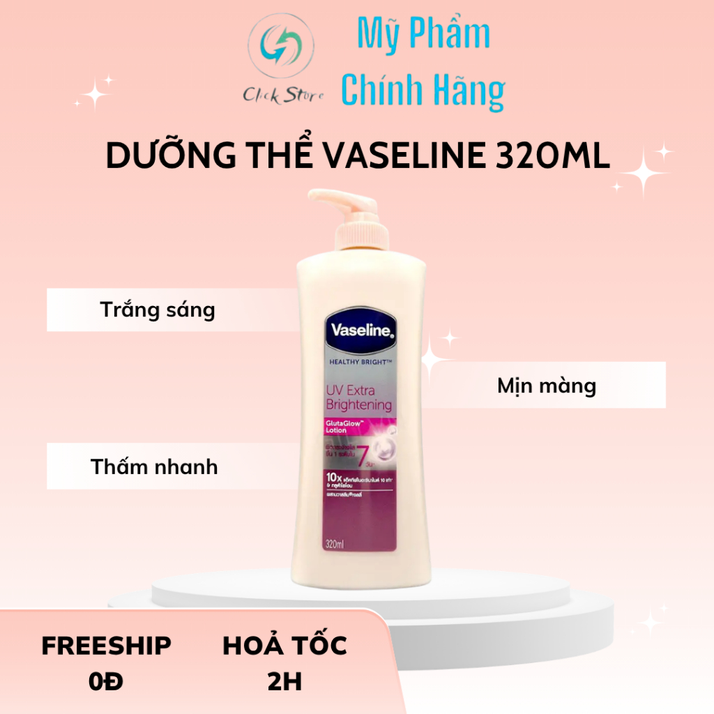 Sữa Dưỡng Thể Trắng Hồng Vaseline UV Lightening 10X Thái Lan 320ml (Vasalin Vaselin)