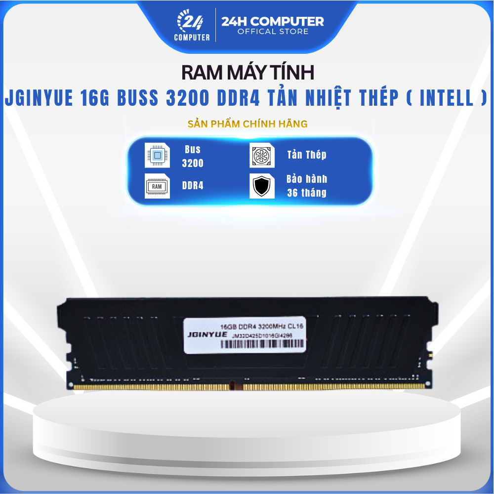 [FULL VAT]  RAM MÁY TÍNH JGINYUE 16G BUSS 3200 DDR4 TẢN THÉP ( Intell )  NEW | Chính Hãng | Bảo Hành