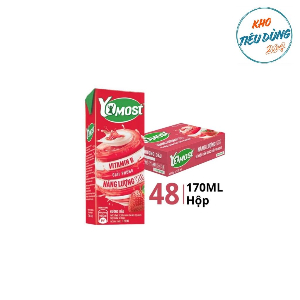 [1 Thùng] Sữa Yomost Dâu 170ml (48 Hộp)_00290