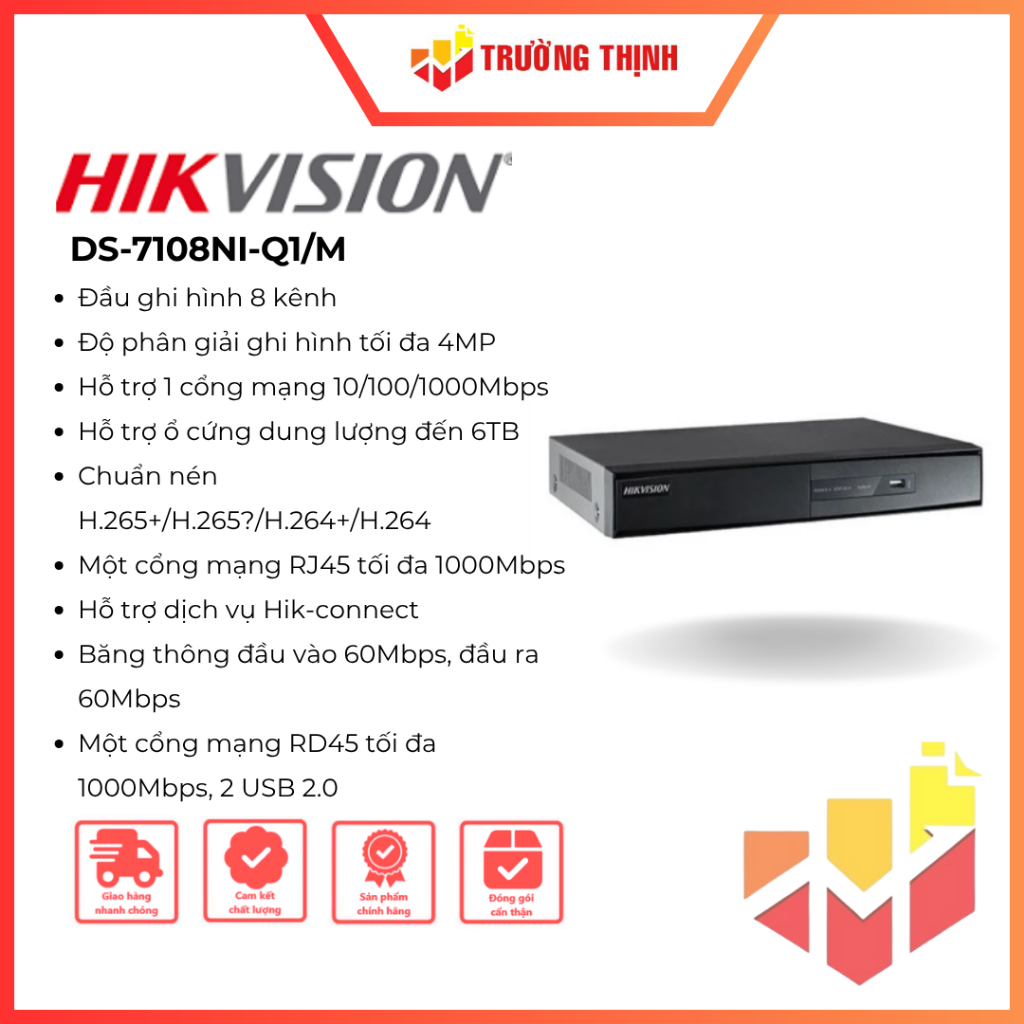 Đầu ghi NVR Hikvision DS-7108NI-Q1/M | 4MP | 60Mpbs