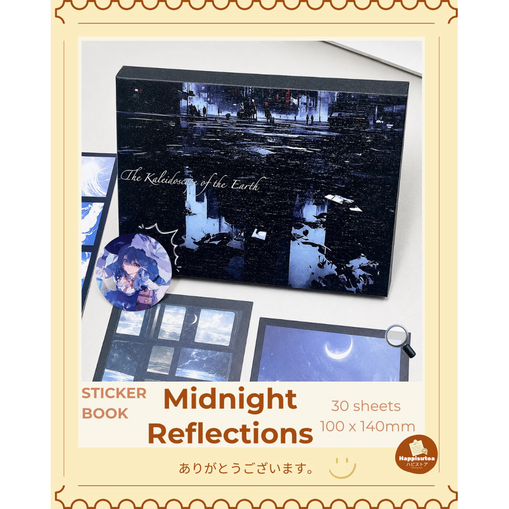 Sticker Book 𝙼𝙸𝙳𝙽𝙸𝙶𝙷𝚃 𝚁𝙴𝙵𝙻𝙴𝙲𝚃𝙸𝙾𝙽𝚂 30 Trang Anime Gothic Vintage Dark Aesthetic Decor Journal Scrapbo