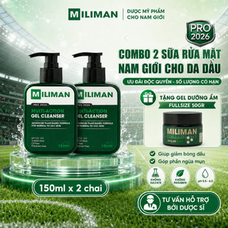 [ĐỘC QUYỀN] Combo 2 Sữa Rửa mặt Nam Da Dầu MILIMAN 150ml Tặng Gel Dưỡng Ẩm Sáng Da FULL SIZE 50GR
