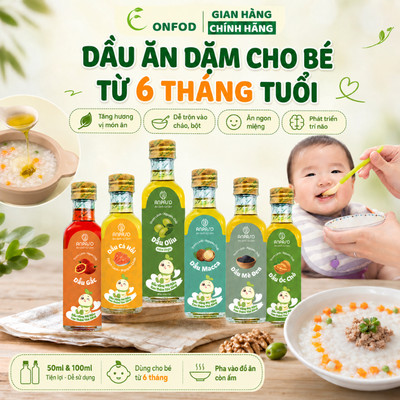 Dầu ăn dặm cho bé ANPASO ONFOD Set dầu Oliu Óc Chó Cá Hồi Mè đen gấc macca sachi 100ml