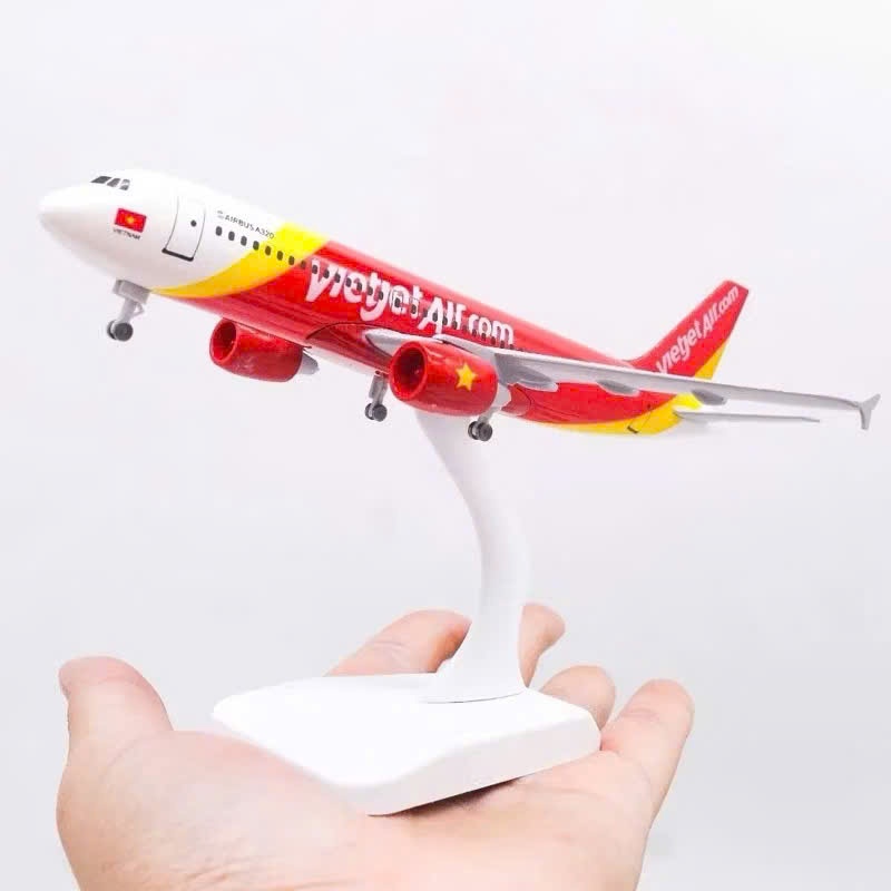[Máy bay+ đế] Mô hình máy bay Vietjet kích thước 20cm 16cm
