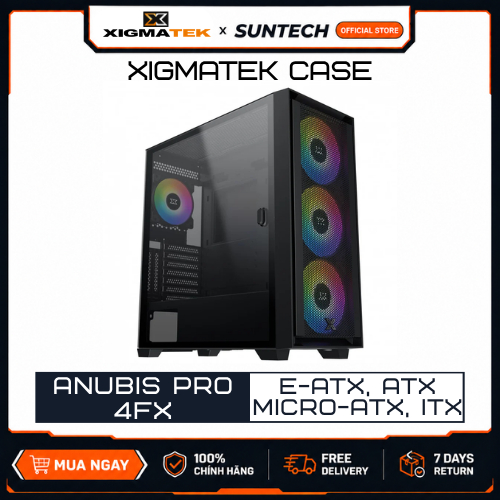Vỏ Máy Tính Case Xigmatek ANUBIS PRO 4FX EN40771 Kèm Sẵn 4 Fan ARGB Hỗ Trợ Main E ATX VGA Dài 420mm 